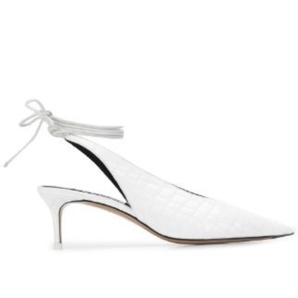The Attico Wrap Ankle Pumps White leather